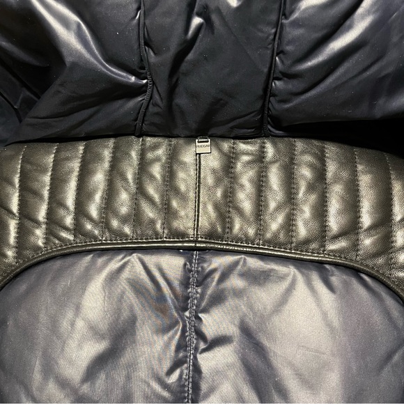 Rudsak navy down winter coat with leather waistband and details - Picture 11 of 16